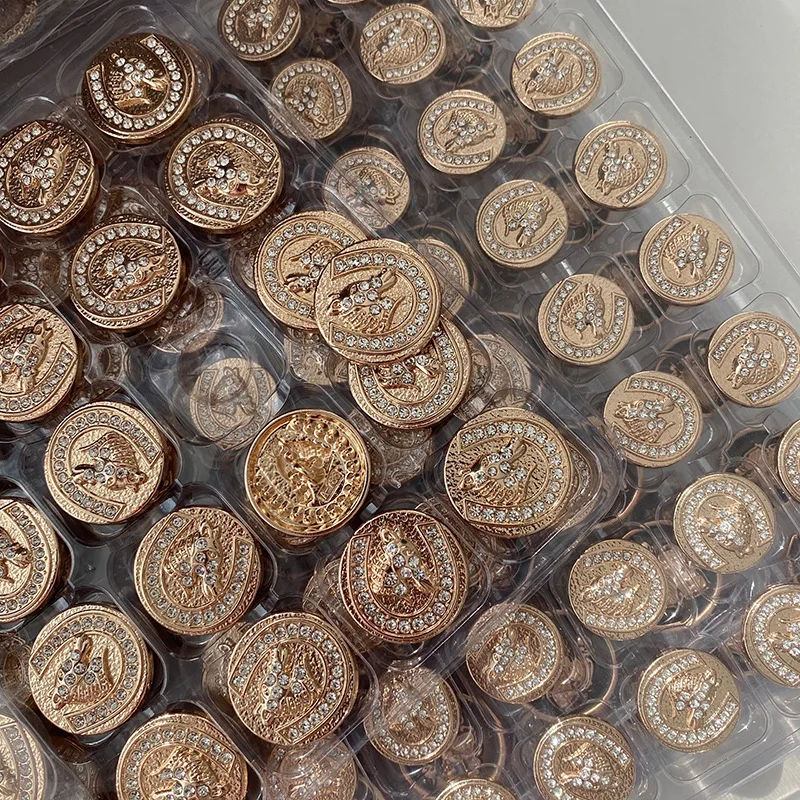 

Glitter Buttons Rhinestone For Needlework 18/23mm Coats Suit Clothing Diy Craft Supplies Luxury Metal Sewing Shank Buckles 6pcs