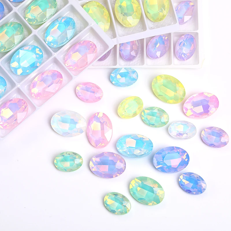 24 шт. овальный опал искусственное стекло мокко камни сделай сам драгоценные с