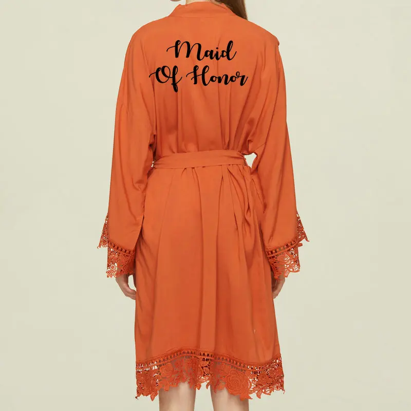 Rayon Cotton Lace Robe Bride Bridesmaid Robes Bridal Robe Bathrobe Mother of The Bride Gown Robes for Women