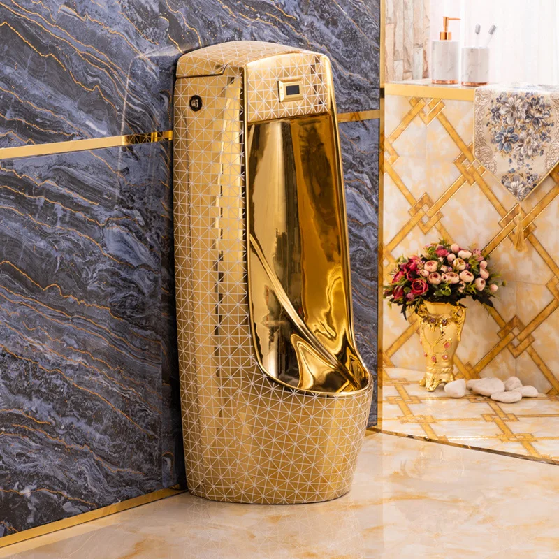 

Electroplating Gold Intelligent Induction Urine Cup Floor Type Automatic Flushing Chaozhou Factory Household Hotel Urinal