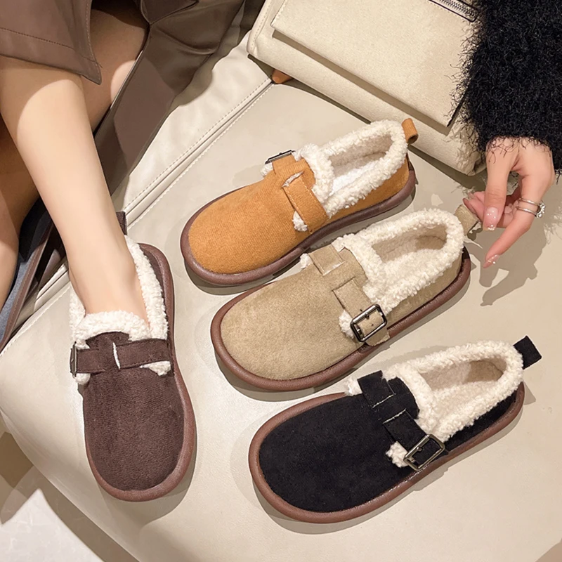 

Moccasin Shoes Autumn Casual Female Sneakers Loafers Fur Slip-on Women Shallow Mouth Soft Round Toe Modis Moccasins Fall Slip On