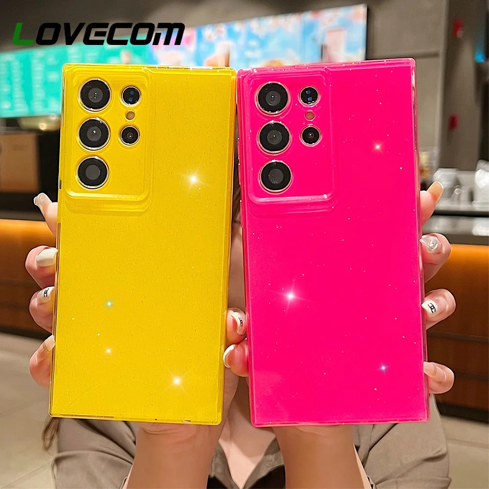 Блестящий неоновый чехол карамельных цветов для телефона Samsung Galaxy S23 Plus S23, ультраударопрочный защитный чехол с блестящими звездами для камеры