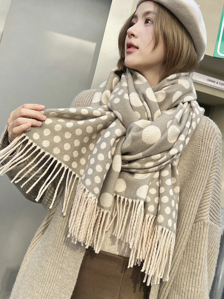 Винтажный вязаный шарф из искусственного кашемира головной платок зимняя