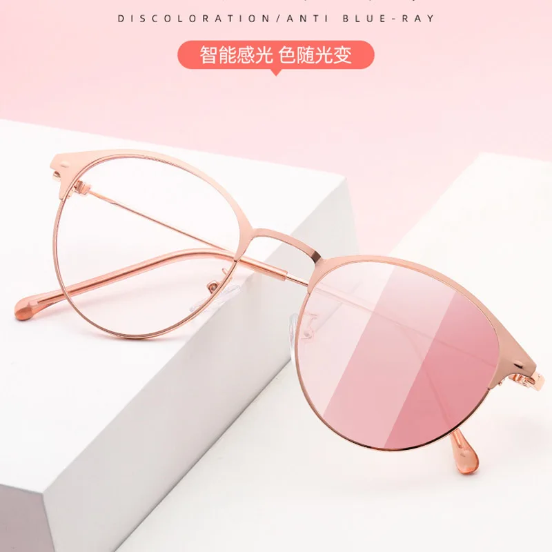 Оправа для компьютерных очков Feishini женские металлические очки фотохромные с