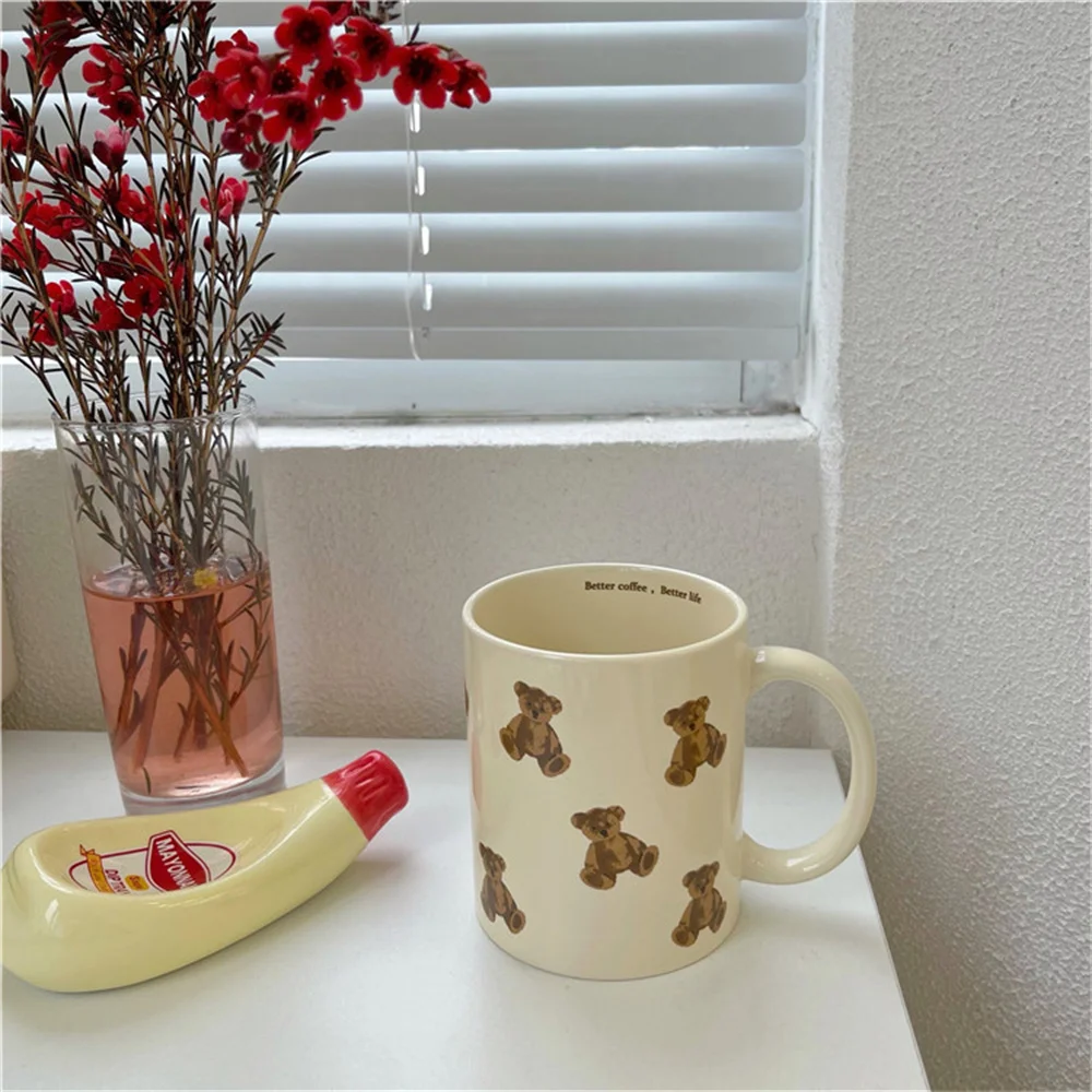 

High Face Value Homemade Milk Breakfast Cup Large Capacity Ceramic Cup High Beauty Coffee Mugs 2023 Portable Lovers Cup Cartoon