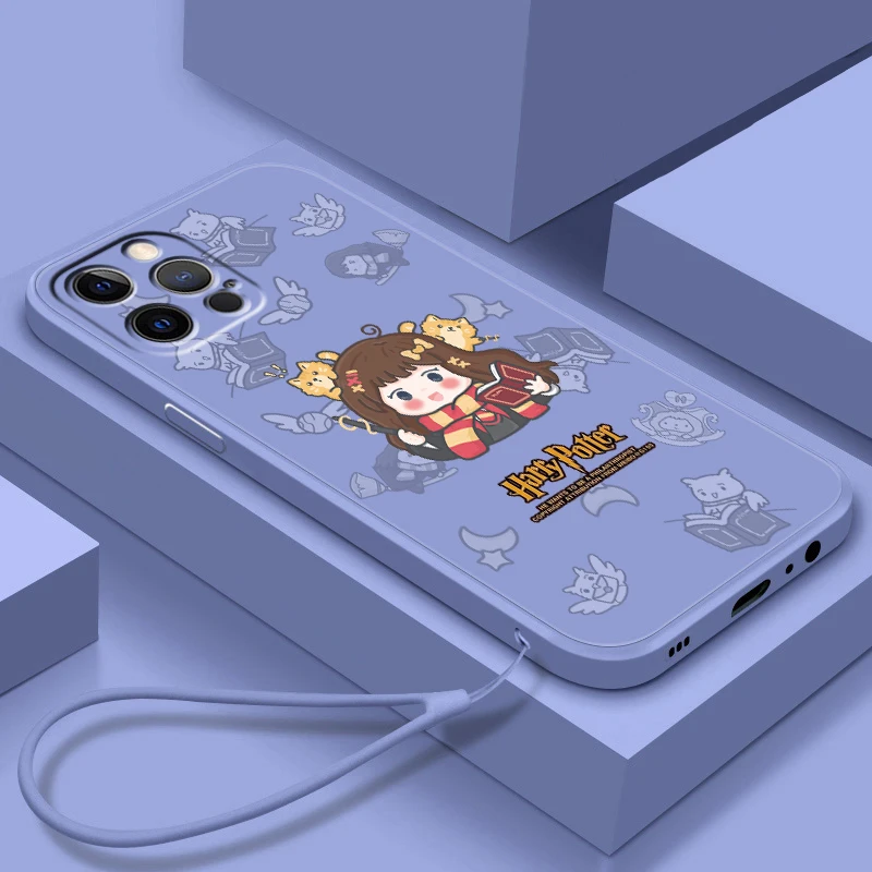 

Cute Potters Wand Harries Art Phone Case For Apple iPhone 14 13 12 Mini 11 XS Pro Max X XR 8 7 6 Plus SE Soft Liquid Rope Cover