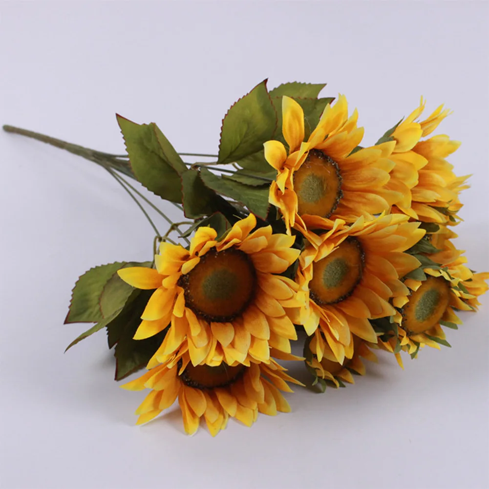 

13 Heads Artificial Sunflower Flowers Bouquet Artificial Flowers Fake Sunflowers Plastic Plants Wedding Garden Decor