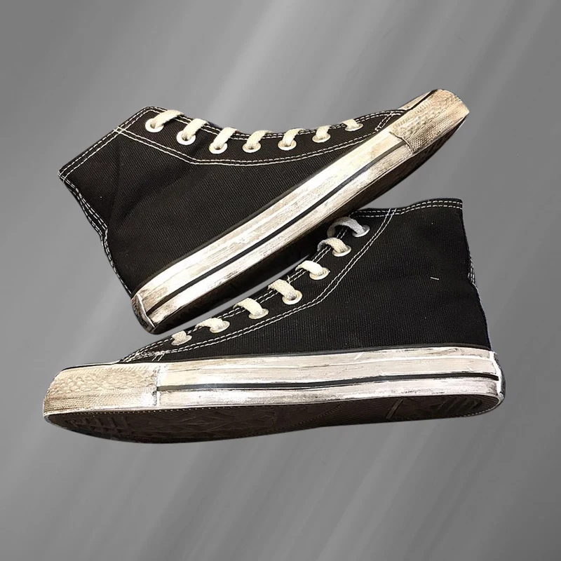 

High-top dirty old canvas shoes street shooting comfortable walking handmade old neutral vulcanized shoes 35-46
