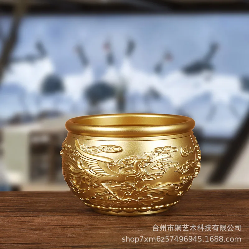 

Pure copper cylinder brass cornucopia incense burner to attract wealth cylinder Forbidden City office table top craft ornaments