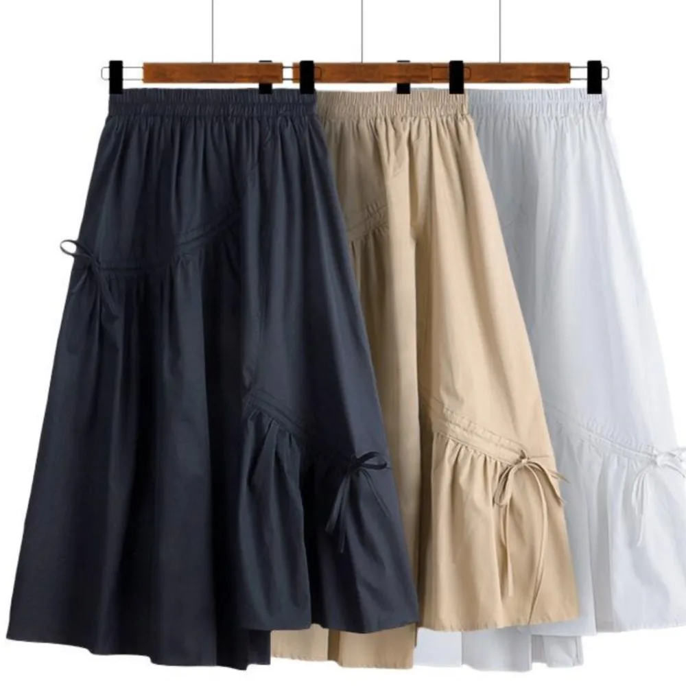 

Женская Асимметричная Стеганая юбка VOLALO, Повседневная Длинная юбка в стиле каваи, свободная Однотонная юбка в Корейском стиле, лето