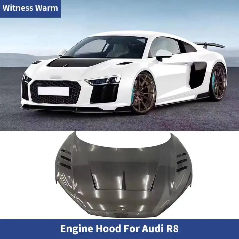 Фото R8 Углеродное волокно FRP Передние капоты двигателя Чехлы для Audi R8 Комплект кузова 2016+ №1