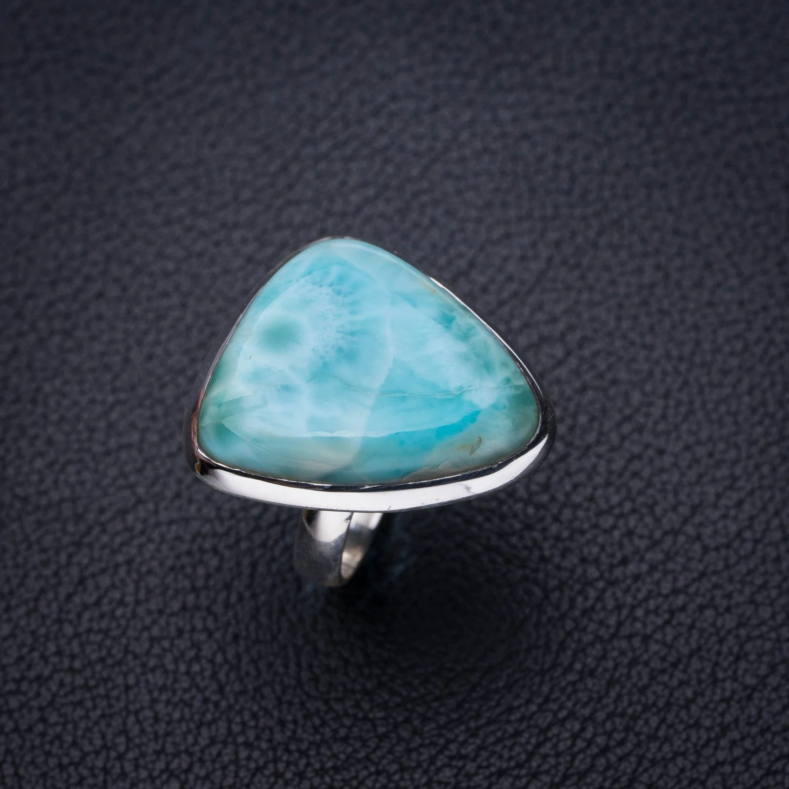 

StarGems Natural Caribbean Larimar Handmade 925 Sterling Silver Ring 7 E7566