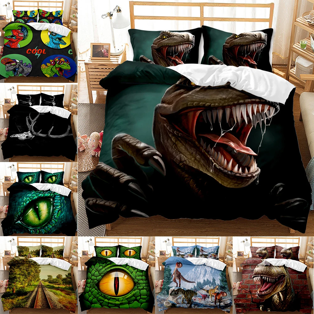 3d Dinosaur Bedding Set 2/3Pcs Cartoon Duvet Cover with Pillowcase Set Bed Linen Home Textiles