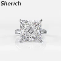 Sherich 16.5ct Princess Square Yellow Pink Multicolor High Carbon Diamond S925 Sterling Silver Simple Ring Women's Brand Jewelry