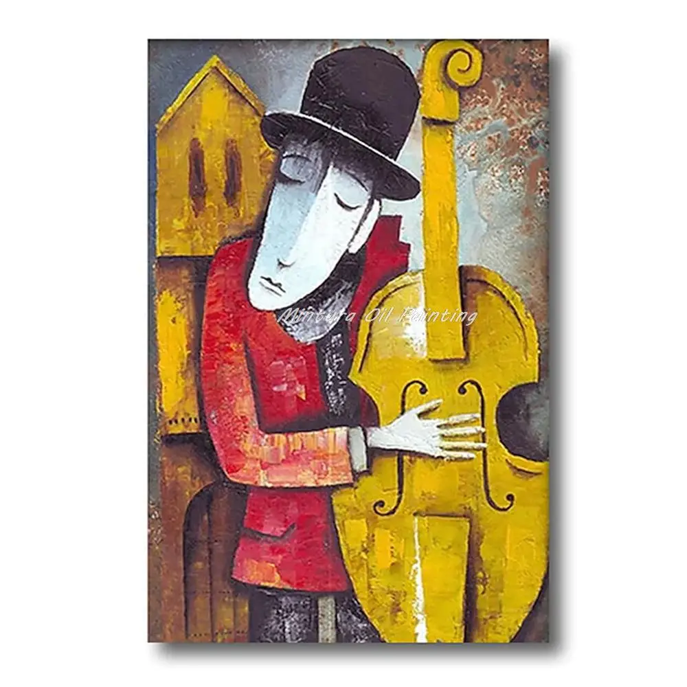 

Mintura Hand Painted Handmade Oil Paintings On Canvas The People Play Music Wall Art For Living Room Modern Office Decor Artwork