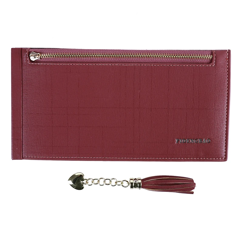 

2021 New Ladies Long Wallet Multi-Card Zipper Clasp Purse Women Zipper Mobile Phone Bag Tassel Wallet