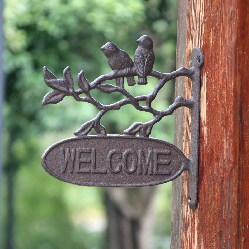 

Door Patio Decoration Welcome Garden Cottage Decoration Sign Iron Cast Garden Hanging Outdoor Vintage Wall Sign Sign Hanging