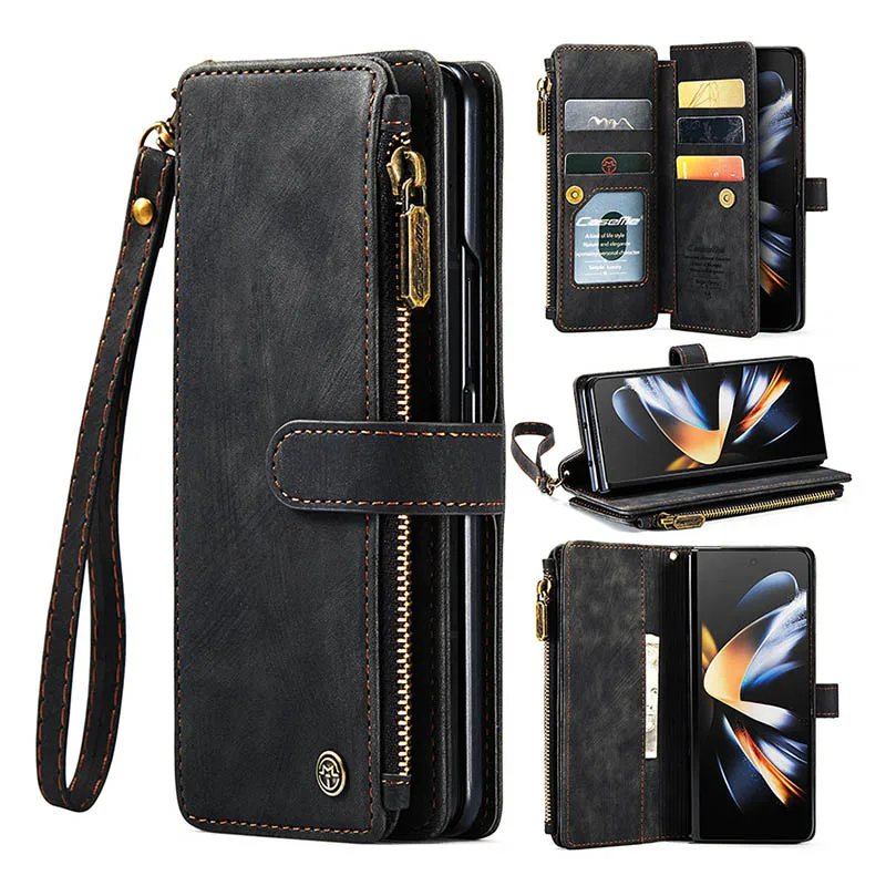 

Luxury Leather Wallet Case For Samsung Galaxy Z Fold 5 CaseMe Phone bag for Galaxy Z Fold 4/ Z Fold3 with kickstand lanyard