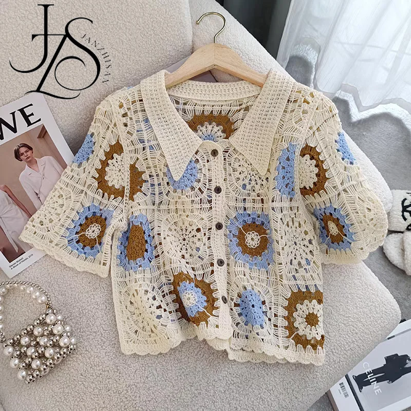 Женские винтажные рубашки в стиле бабушки JANZHISAN летние милые клетчатые Топы с