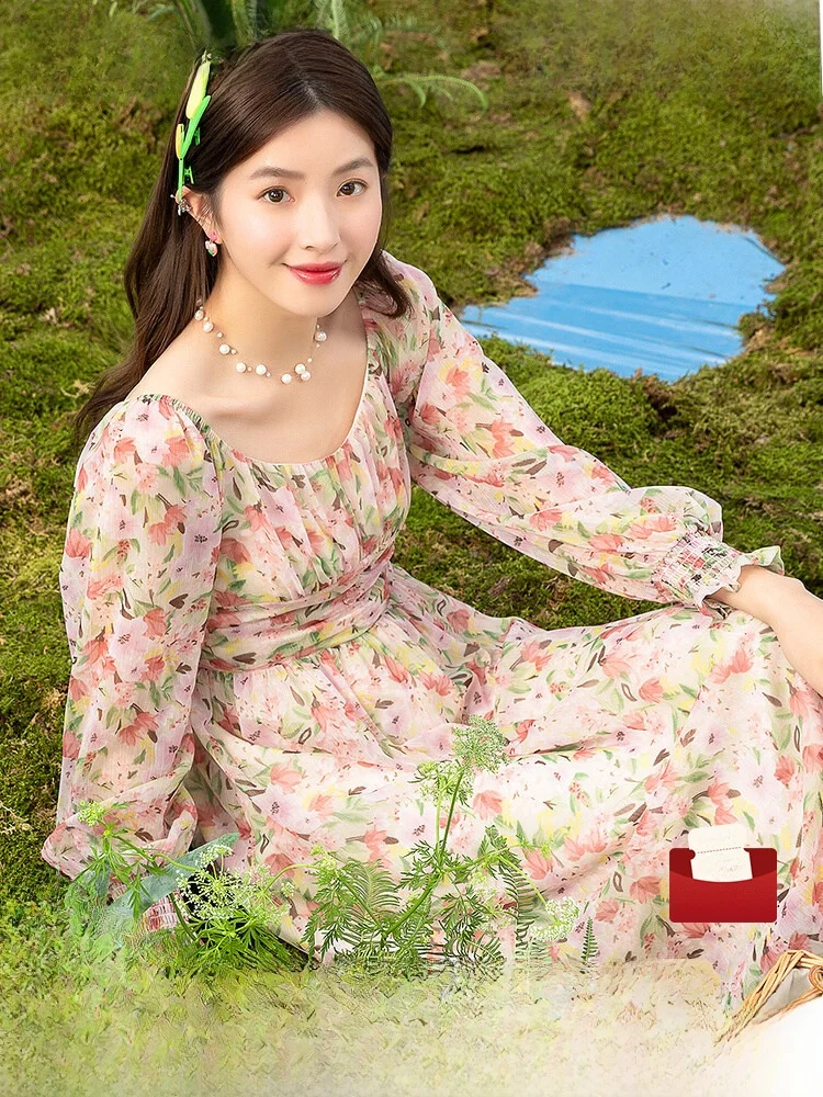 Lagogo Valley милое элегантное платье с цветочным принтом женское весеннее облегающее