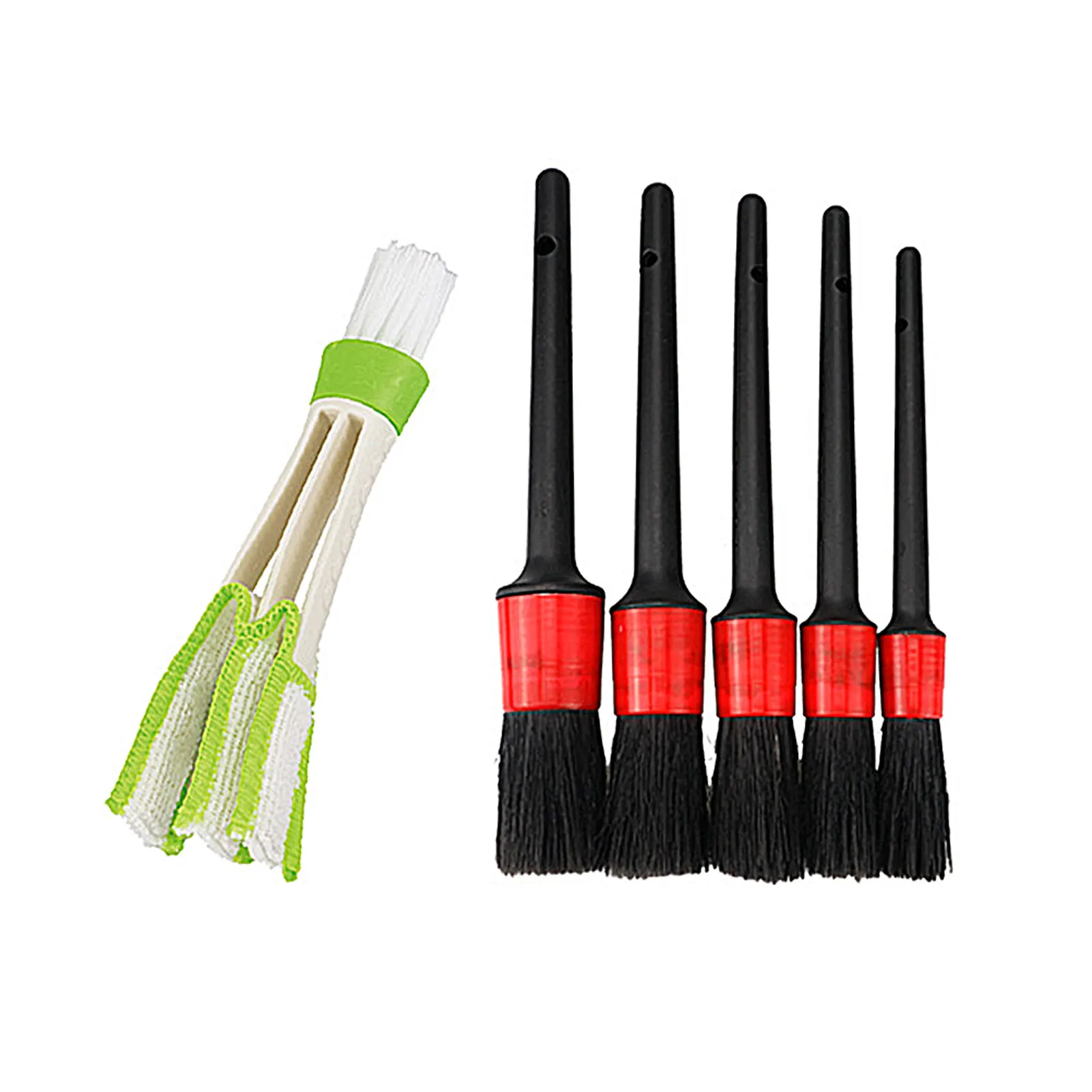 

6pcs/set Car Cleaning Brush Hand Tools Detailing Easy Use Seats Stain Removal Soft Interior Ergonomic Hanging Hole Long Handle
