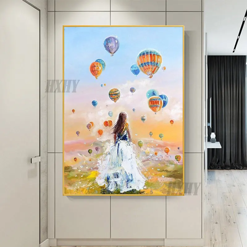 

Large Canvas Wall Art Hot Air Balloon In The Sky Unframed Oil Painting Hand Painted Modern Abstract Paintings Home Office Decor