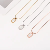 yoiumit charm square pendants necklace for women gold plated stainless steel natural shell chains minimalist necklaces jewelry