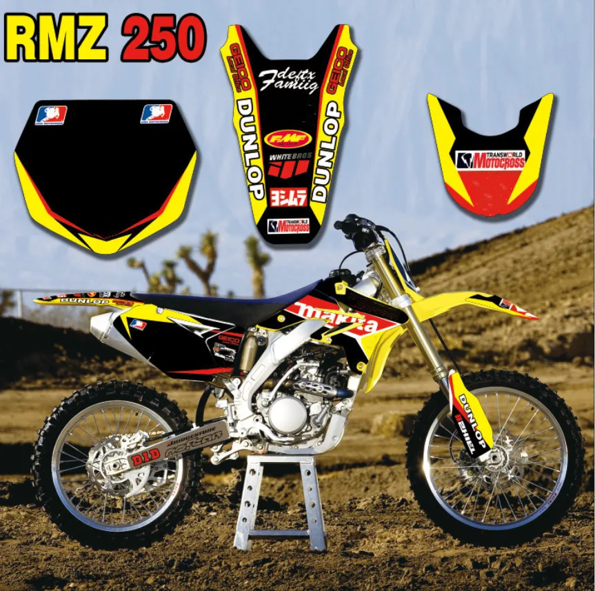 Для SUZUKI 250 RMZ 2009-2007 Графический фон для мотокросса наклейки Наборы наклеек RMZ250 RM250Z