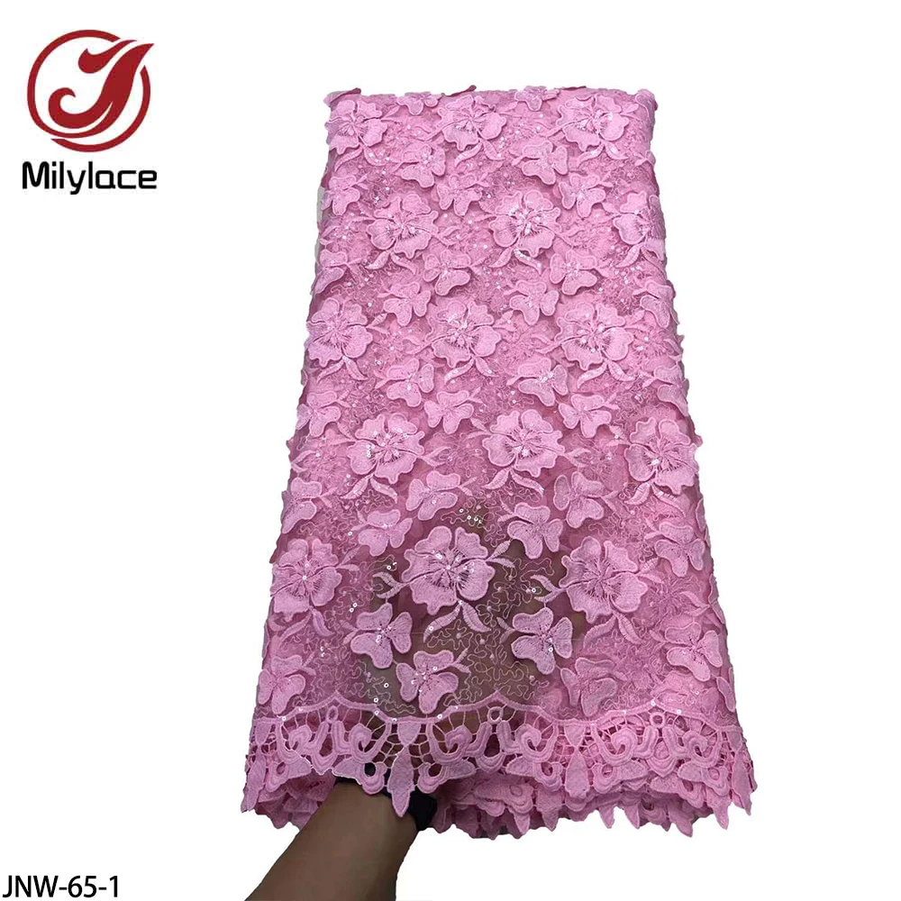 

Hot Sale African Embroidery Lace Fabric with Sequins French Net Laces Fabric Nigeria Dresses for Wedding Lace Fabric JNW-65