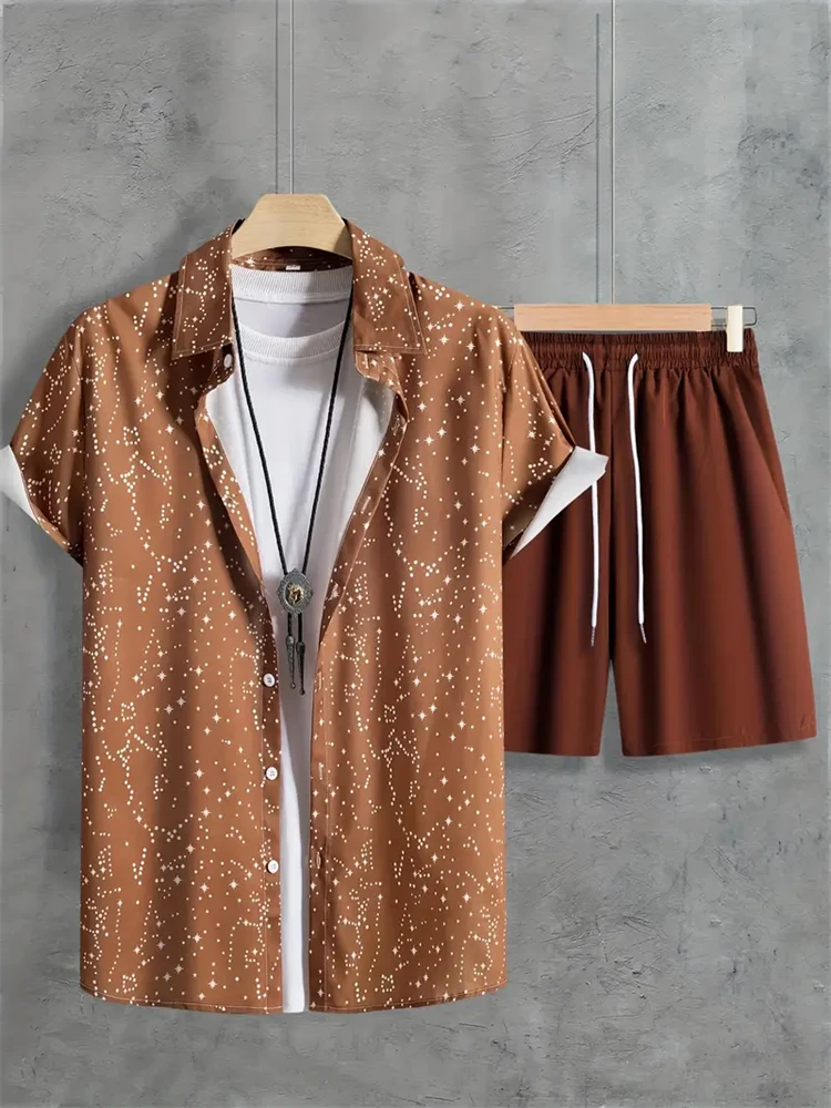 Рубашка мужская с принтом 3D модная Повседневная блуза коротким рукавом пляжные