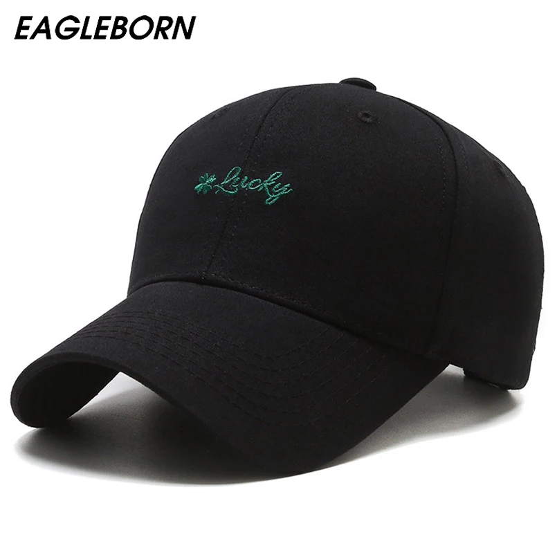 New Women Embroidery Lucky Hat Sun Cap Men Letter Baseball Cap Clover Spring Summer Trend Hat Snapback Women Kpop Baseball Cap