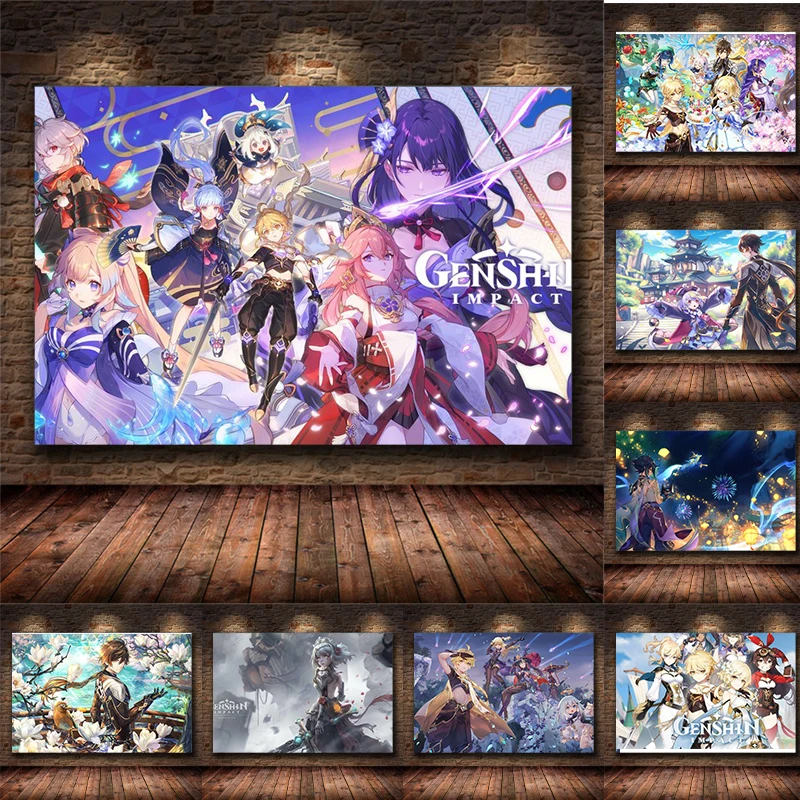 Популярная игра Геншин ударный постер | AliExpress
