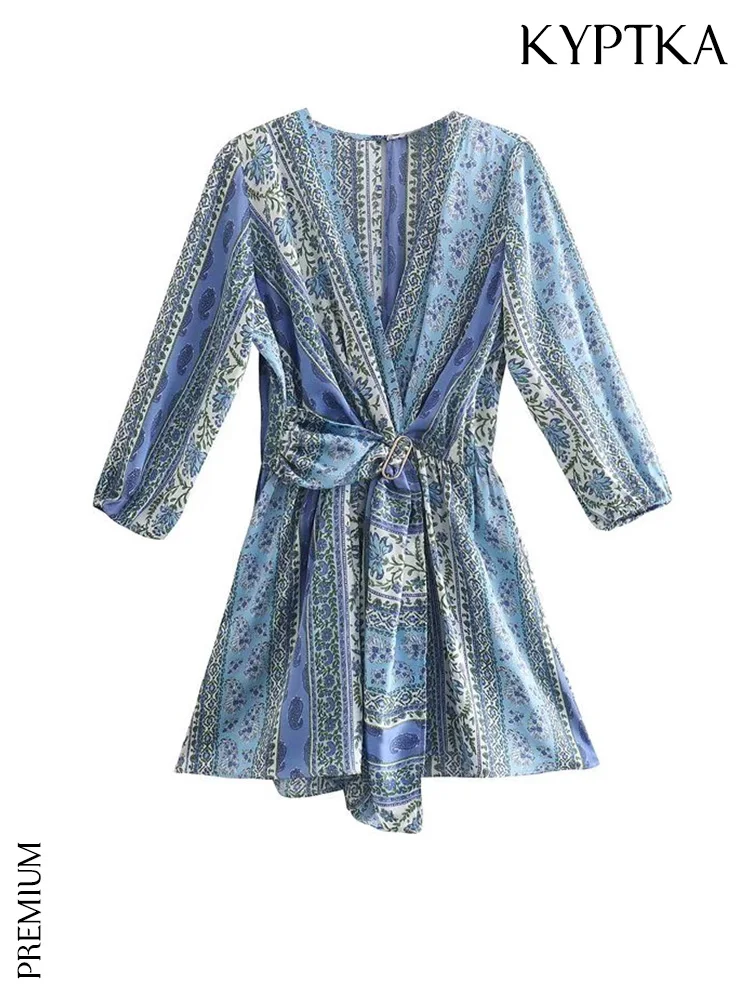 

Женские винтажные комбинезоны KYPTKA, черные комбинезоны с принтом, пряжкой спереди и рукавом три четверти, с эластичным поясом на лето 2019