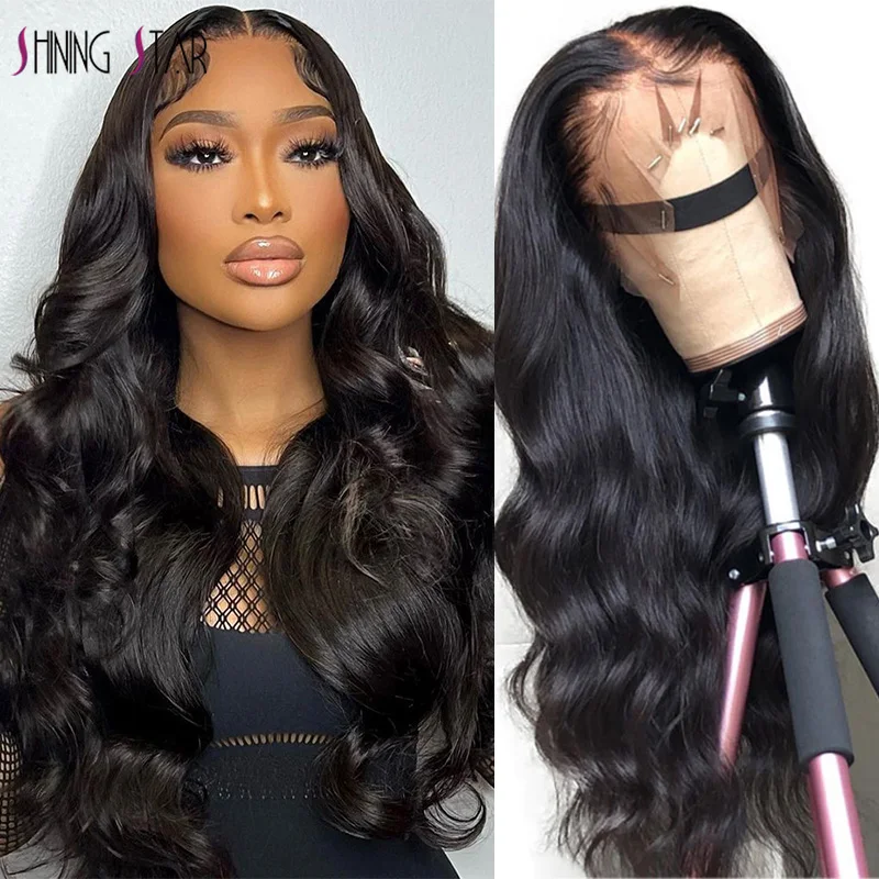 13x4 Lace Front Wigs For Women Body Wave Lace Front Human Hair Wigs With Bangs Cheaper Natural Color Lace Frontal Wig 30 Inch