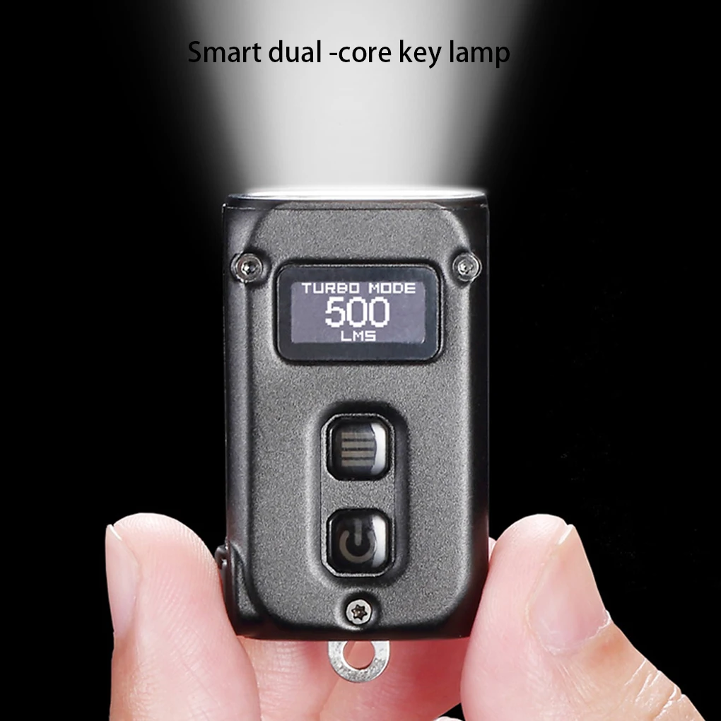 

Aluminium Alloy Digital Flashlight Anodized Button Control USB Charging Mini Emergency Electric Torch with Keychain Grey