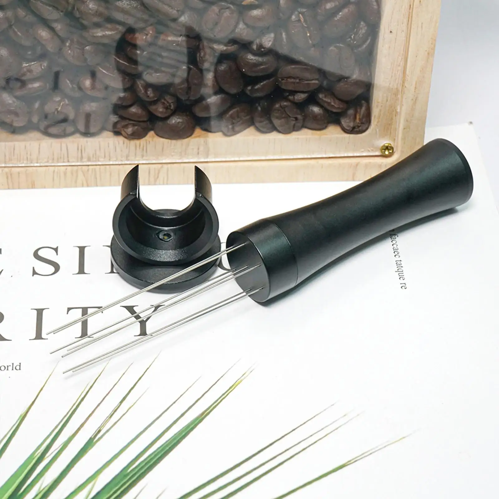 

Espresso Stirrer Espresso Tamper with Rack Leveler Tool Coffee Stirring Tool for Shop Office Coffee Shop