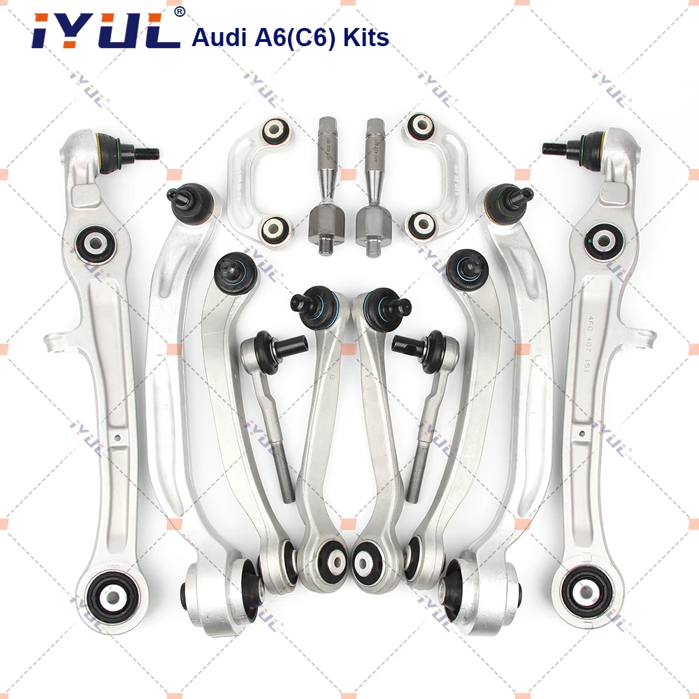 

IYUL Control Arm Ball Joint Stabilizer Link Tie Rod Kits For Audi A6 4F2 4FH 4F5 A6L C6 4F0407151 4F0407693