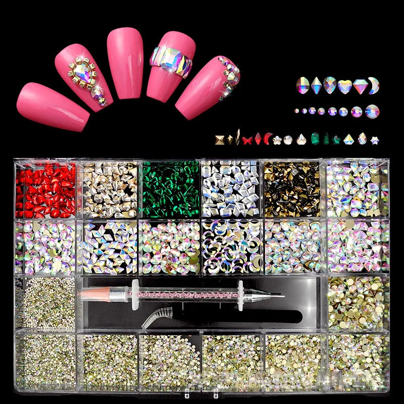 

Стразы в форме алмаза Роскошные красота AB стеклянные 3D кристаллы блестящие украшения Стразы драгоценные камни ювелирные изделия с плоским основанием