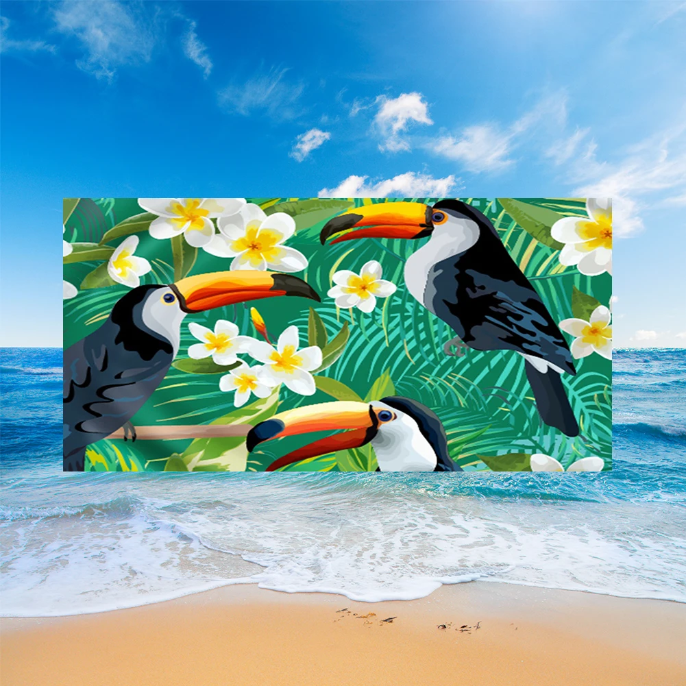 

Surf Swim Sauna Travel Beach Towel Blanket Tropical Flower Toucan Bird Holiday Birthday Gift Drop Shipping 70*150cm 150*180cm