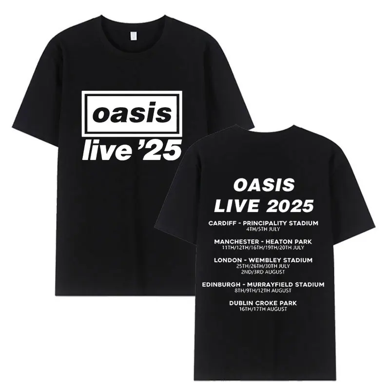 Футболка British Band O-Oasis Live 25 Tour 2025 мужская модная хлопковая футболка с коротким