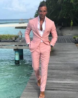 2022 latest coat pants designs men pink suits wedding suit dresses slim fit groom best men male tuxedo 2 pieces costume homme