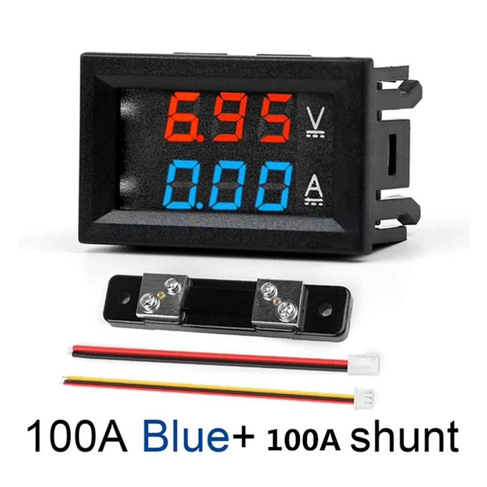

DC0-100V Mini Current Voltage Meter 50A/100A 2 in 1 Amp Volt Meter Gauge Dual LED Display 0.56inch Measuring Instruments