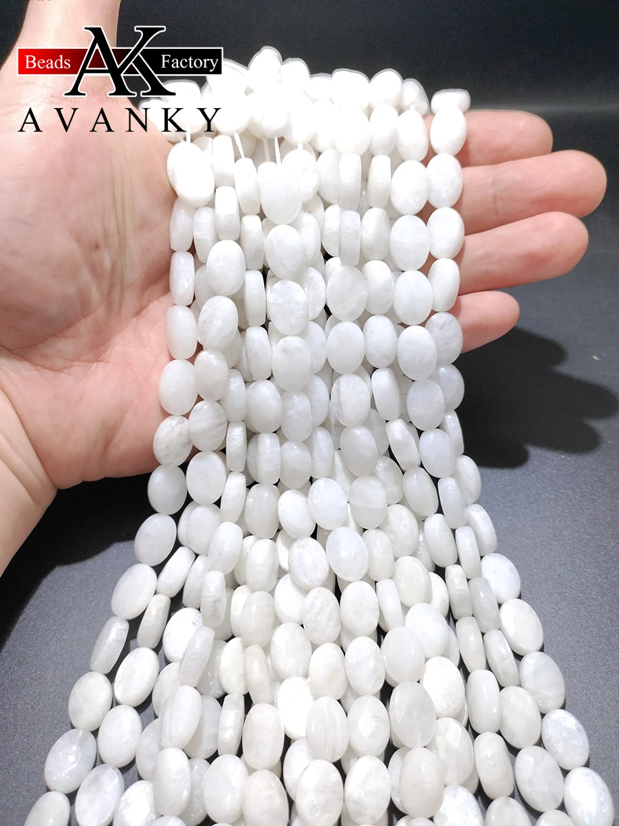 

Natural Stone Blue Moonstone Beads Faceted Oval Shape Loose For Jewelry Making DIY Necklace Bracelet Accessories15'' 12x16mm