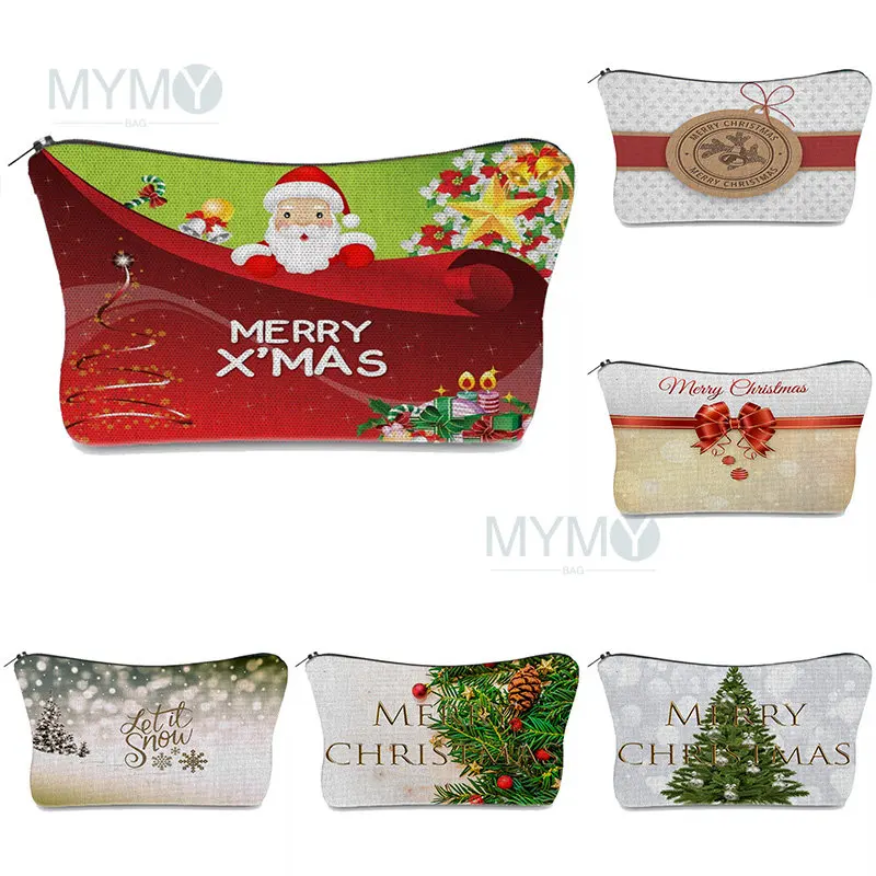 

Merry Christmas Cosmetic Bag Organizer Portable Makeup Bag Xmas Decoration Gift Navidad 2023 Happy New Year Travel Beauty Case