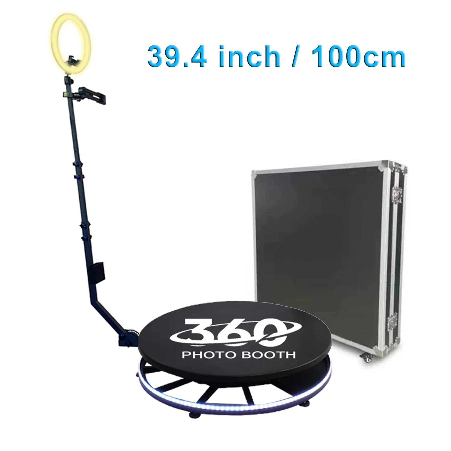 

39.4 Inch 360 Photo Booth Machine 100cm 360 Selfie Video Booth Platform Spinner Automatic Motorized Fightcase US Stock