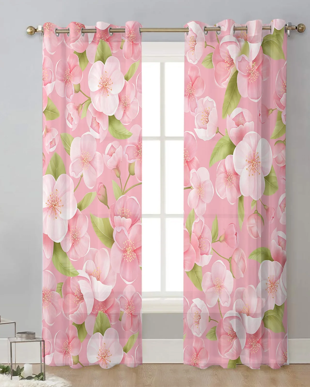 Розовый персиковый цветок тюлевые шторы для гостиной украшения кухни шифоновые