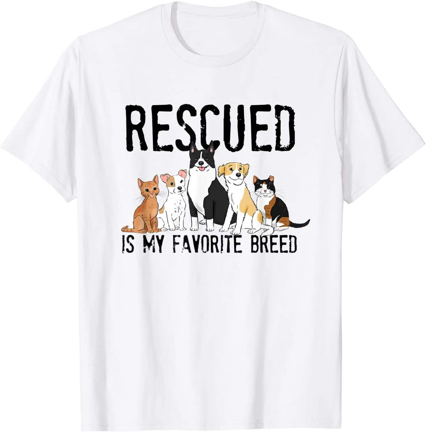 

Rescue Dog Rescue Cat Rescue Dog Mom Cute Pet T-Shirt Print Tshirts Casual Loose Cotton Tshirt