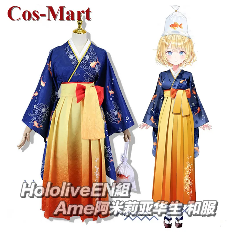 Cos-Mart аниме VTuber Hololive EN Watson Amelia косплей костюм милое кимоно униформа активная