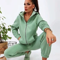 womens tracksuit suit autumn fashion thin hoodie sweatshirts two pieces oversized solid casual hoody pullovers female set