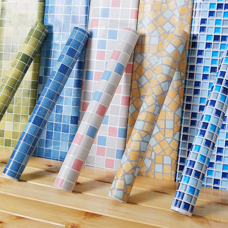 

5m Self Adhesive Mosaic PVC Vinyl Roll Wall Stickers Waterproof Wallpapers for Bathroom Kitchen Poster Wall Decals Home Decor